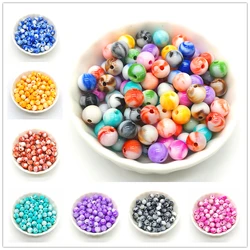 50pcs 8mm Round Shape Beads Jewelry Making Acrylic Multicolor Loose Bead DIY Accessory #A16-26