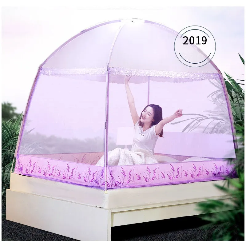 

Three-door Mongolian Yurt Mosquito Net Bedroom Adults Bed Mosquito Repellent Tent Student 1.2m Single Bed Mosquito Net 4 Colors