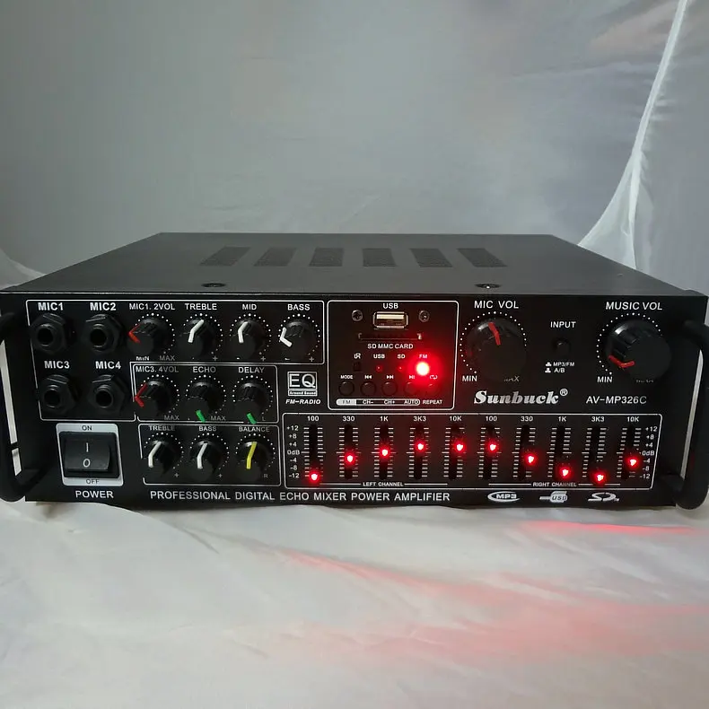 NEW 220V-240V 200W+200W SUNBUCK AV-MP326C Professional digital ECHO MIXER amplifier Home karaoke amplifier with EQ equalization