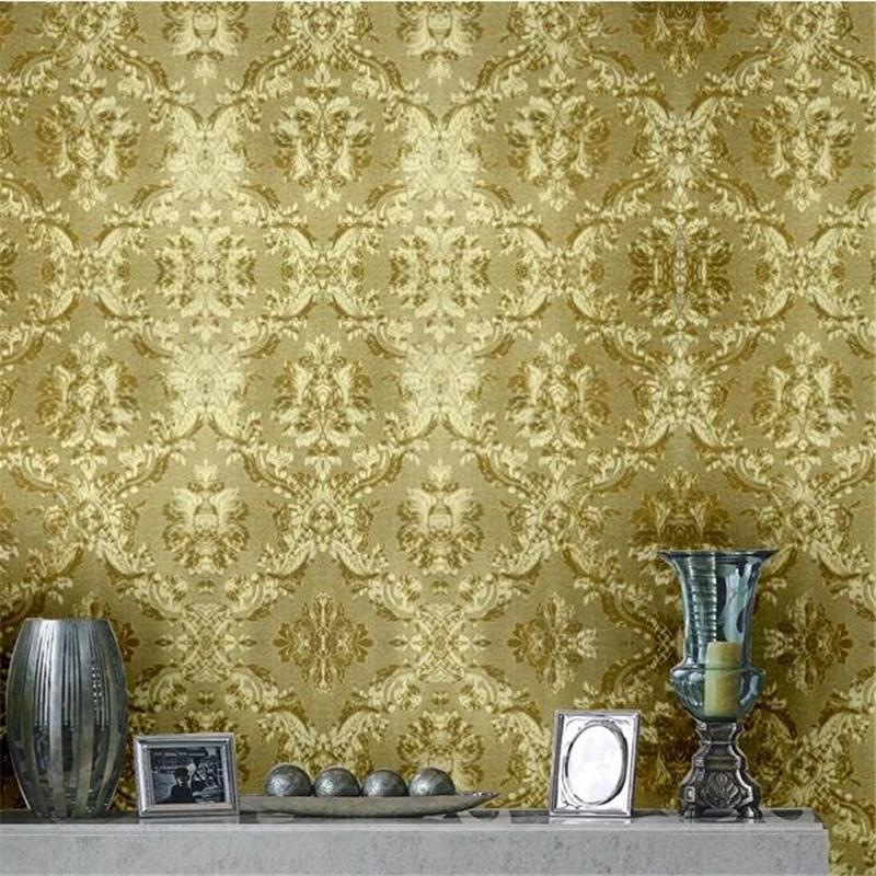 

beibehang Gold foil wallpaper gold reflective Damascus KTV wallpaper Bar ceiling light box porch living room nightclub wallpaper