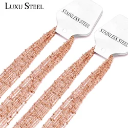 LUXUSTEEL 10pcs/lots Chain Necklace With Bead Stainless Steel Width 2mm Black/Rose Golden Lobster Clasp Link Chain Necklace