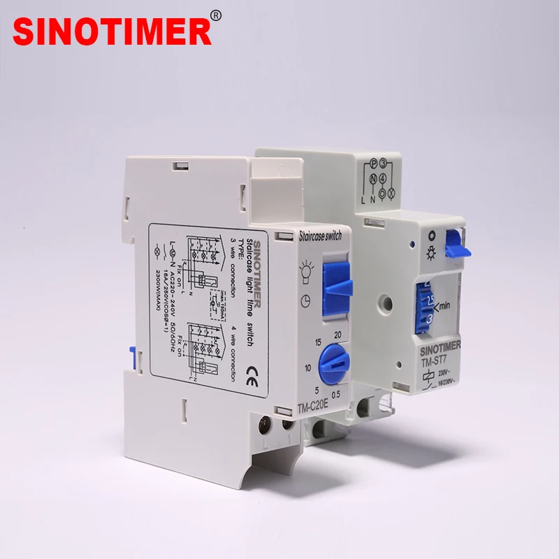 7 Minutes 20 Minutes Interval Factory Price 18mm Single Module DIN Rail Staircase Timer Switch for Staircase Lighting Controls