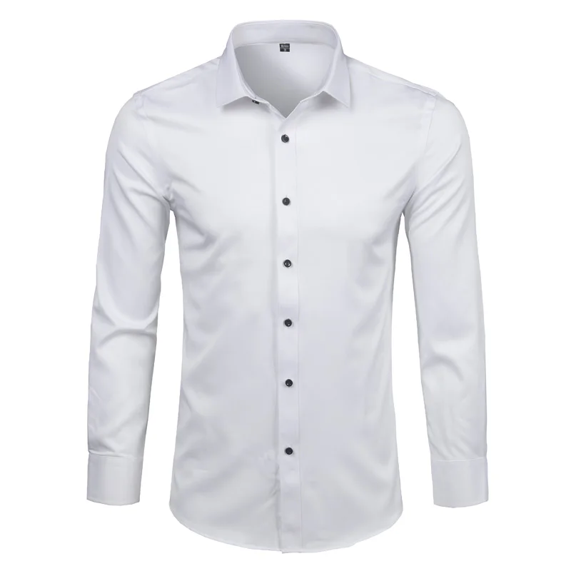 Thương Hiệu Rượu Vang Đỏ Sợi Tre Nam ĐầM Áo Sơ Mi Slim Fit Dài Tay Chemise Homme Cổ Nút Xuống Thun FORM Nam áo Sơ Mi