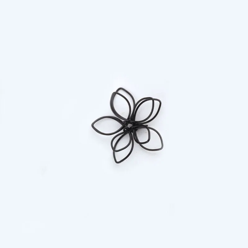 50pcs/lot Black color wire flower Charms handmade flower Pendants For DIY Earring Jewelry Making Finding Earrings Accessories