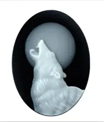 20pcs 18mmx25mm Black White Oval Flatback Resin Wolf Cameo Charm Finding,Phone Decoration Kit,DIY Accessory Jewellry