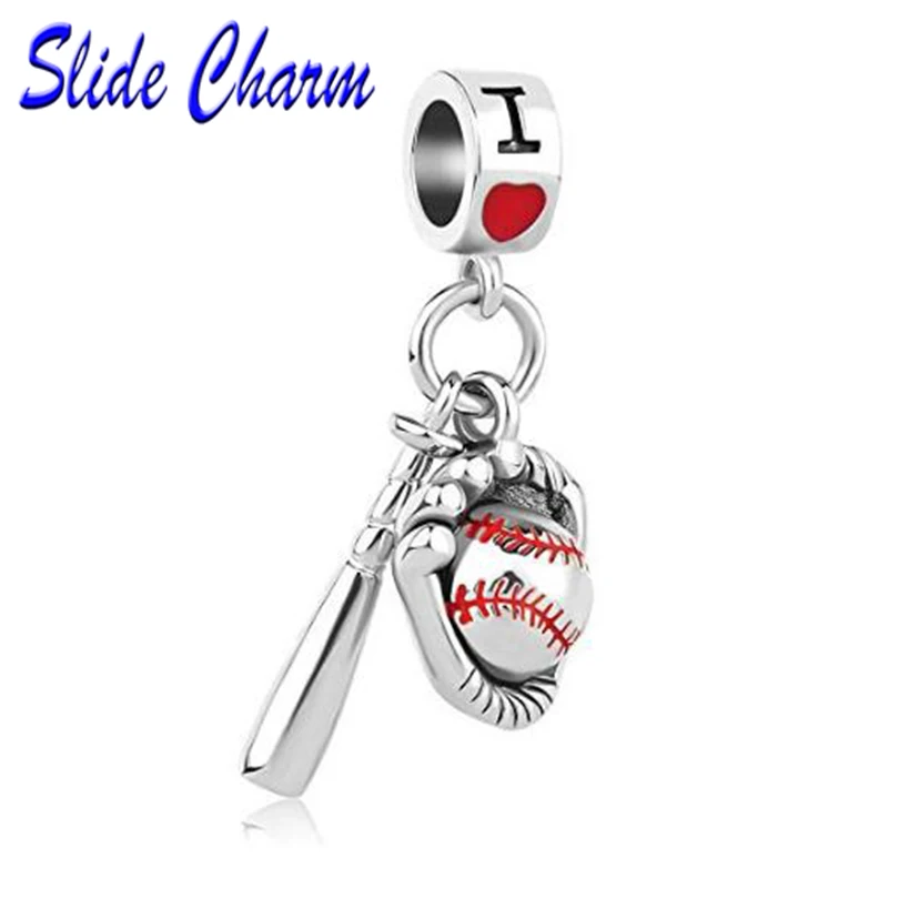 2023 Silver Plated Fashion Baseball Sports Charm Beads Fit Pandora Women Diy Bracelets Bangles Jewelry