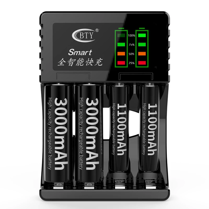 4 Slots LED Power Display USB Smart Charger For AA AAA Battery Intelligent Quick Fast Rechargeable Battery Charger