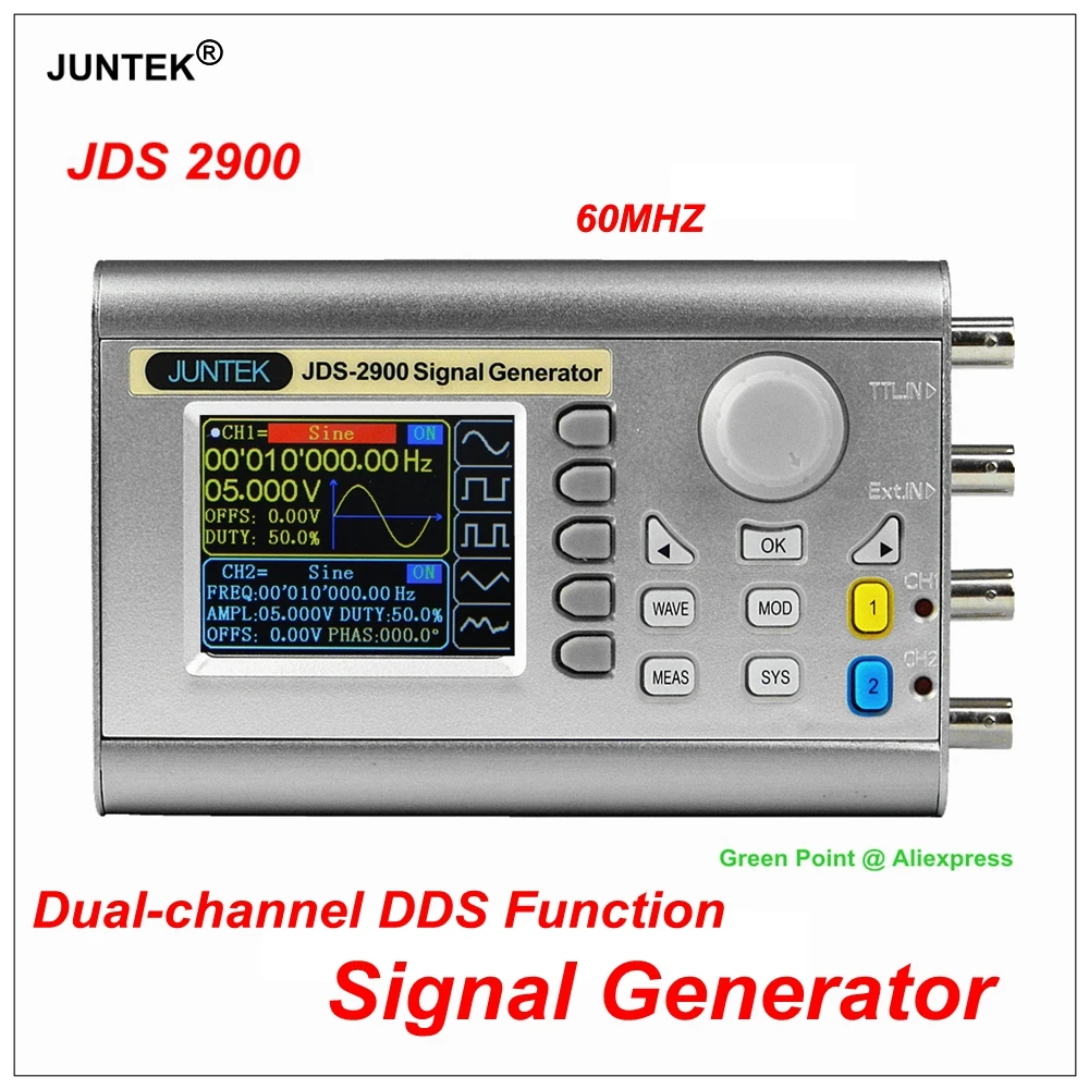 

JUNTEK JDS2900 60 МГц цифровой двухканальный генератор сигналов DDS с функцией произвольной формы счетчик частоты инструменты