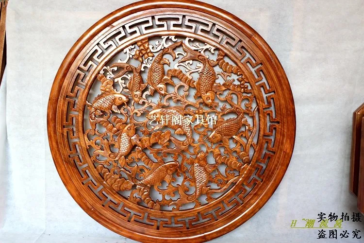 

Dongyang woodcarving doors and Windows partition wall hanging Chinese Antique Wood Round Pendant 1M May there be surpluses every