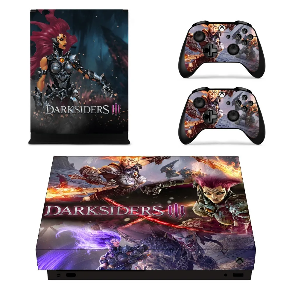 Darksiders 3 skórka naklejka naklejka dla Microsoft Xbox One X konsola i 2 kontrolery dla Xbox One X skórki naklejki winylu