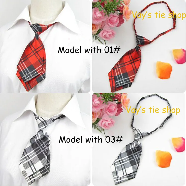 VEEKTIE Fashion Suit Tied Ties For Kids Boyes Girls Printed Dots Plaid Soctland Cage Brand Red Black White Gravata