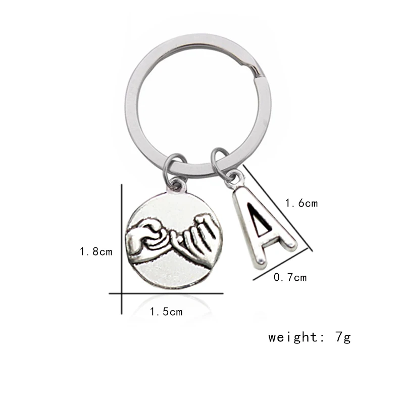 Hand-in-hand pendant with 26 Letters Fashion Lovers Keychain Guard Family Friendship Keyring Parent-child BFF Love Jewelry