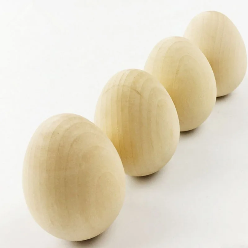 

50pcs Wood Easter Eggs Large 6*4.3cm Wooden Hen Egg DIY Unfinished Simulation Egg Decorate It Yourself Toys ZA6027