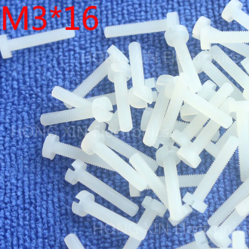 M3*16 1pcs White Slotted screw Cylinder Head nylon plastic 16mm round screws Insulation screw compliant PC/board DIY hobby etc