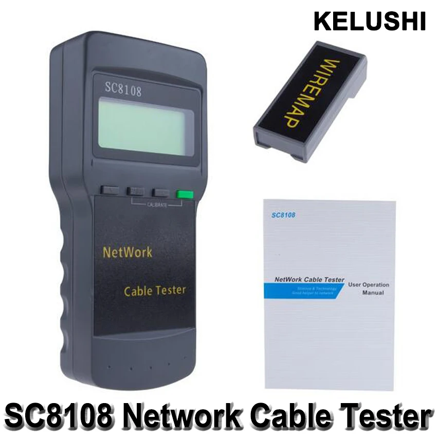 

KELUSHI SC8108 LCD Digital PC Data Network Portable Multifunction Wireless CAT5 RJ45 LAN Phone Meter Length Cable Tester Meter