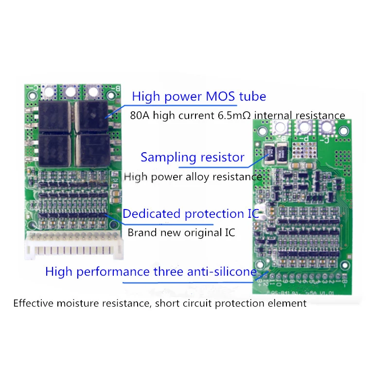 6S/7S/13S 24V 36V 48V Polymer Lithium/Ternary Lithium/ Iron Phosphate/LiFePo4 Battery Protection Board 25A Same Port BMS Board - view 2