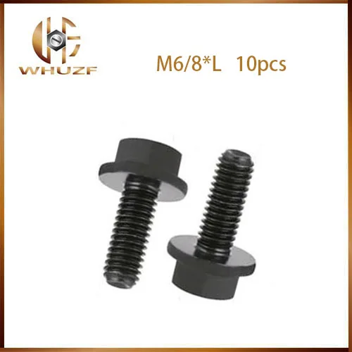 10 Pieces M6/8 x Lmm 10.9 Grade carbon Steel Flanged Hex Head Bolt Flange Hexagon Screw