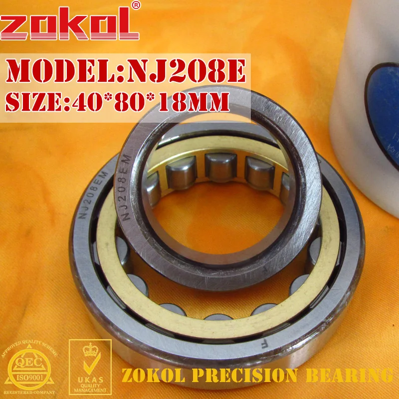 

ZOKOL NJ208 E bearing NJ208E 42208E Cylindrical roller bearing 40*80*18mm