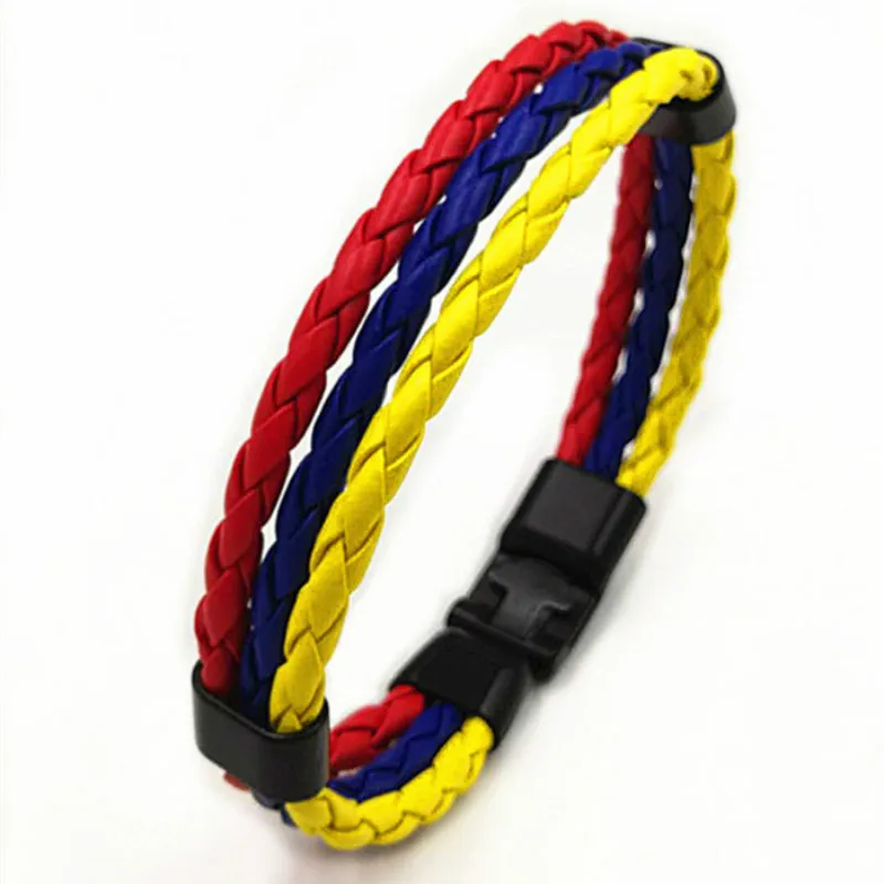 2019 National Flag Braided Leather Bracelets Country Russia Spain France Germany Wristband for Sports Football Fans Jewelry