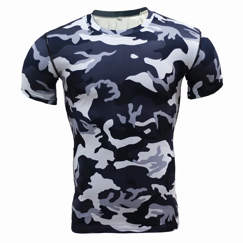 Imagem -06 - Camuflagem de Compressão para Verão Camiseta de Compressão Masculina Fitness Manga Curta Musculação Crossfit Flash Roupa de Proteção