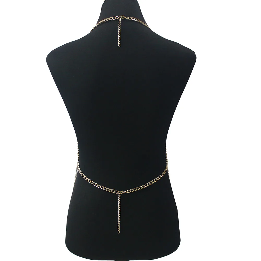 Elegant Metal Long Tassel Body Chain Harness Slave Necklace Beach Bra Jewelry