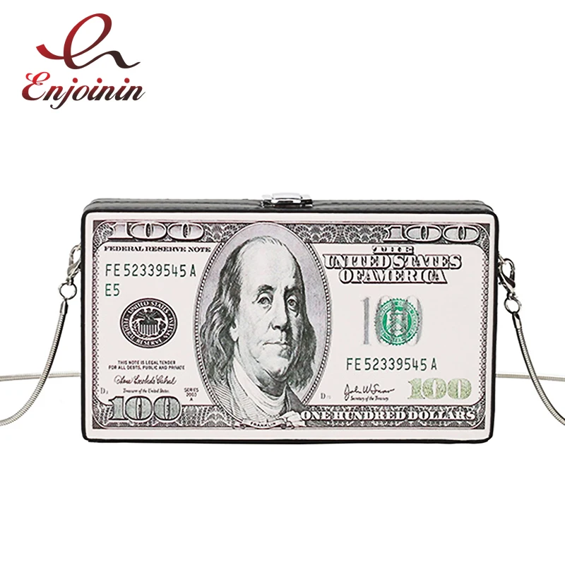 Fashion Dollar Pattern Box Design Women Daily Clutch Bag  Chain Purse Shoulder Crossbody Bag Ladies Handbag  Money Pouch 2021