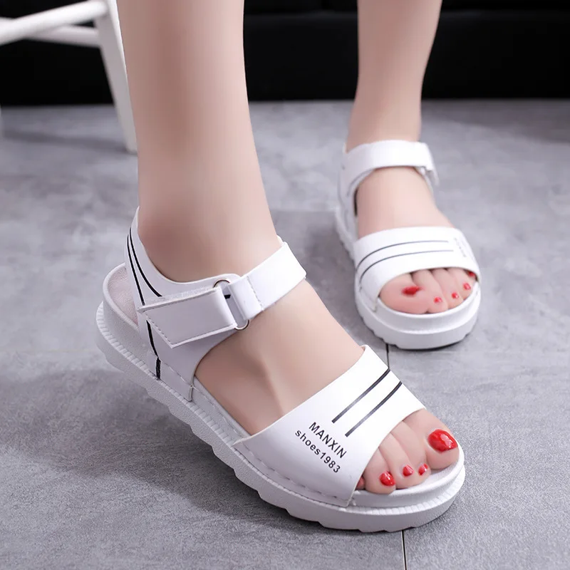 Women Shoes Travel Sandals Female Student Summer New Style Medium Thick Muffin Girls Anti Slip Comfortable Soft Bottom Ladies