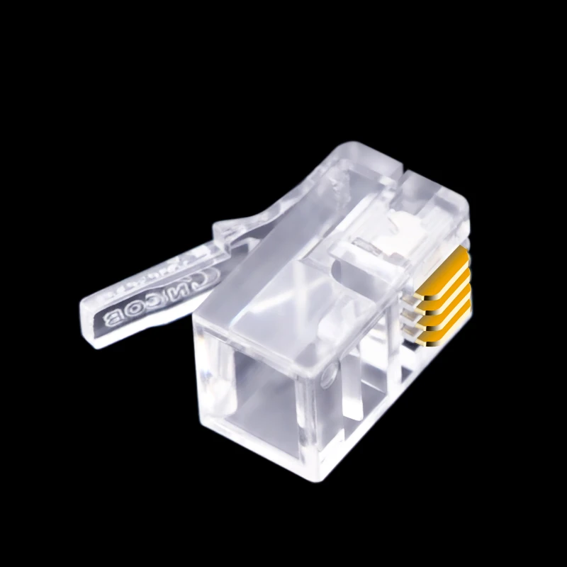 CNCOB 4P4C RJ9 telephone handset connector 4-core audio connector 4-wire plug Gold-plated copper chip 100pcs