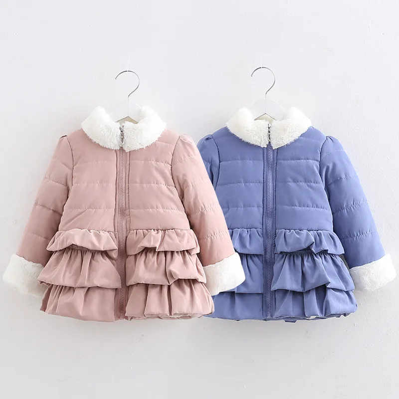 2024 Winter 2 3 4 -10 12 Years Teenager Children Outwear Plus Velvet Thickening Wadded Cotton Padded Kids Baby Girls Jacket Coat