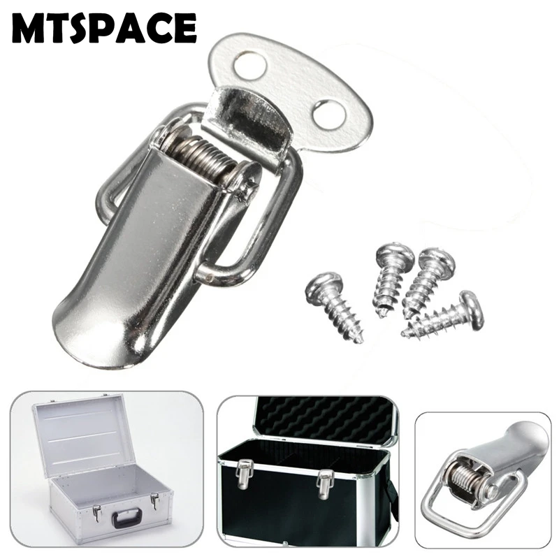 MTSPACE 5pcs/Set Stainless Steel Hardware Cabinet Box Case Spring Loaded Latch Catch Toggle Hasp For Home Office Shop