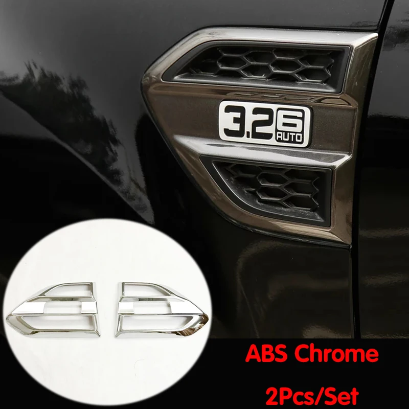 For Ford Ranger T7 T8 2016 2017 2018 2019 2020 Wildtrack 2.0/2.2/2.5/3.2 ABS Chrome Side Fender Guards Vent Cover Trim