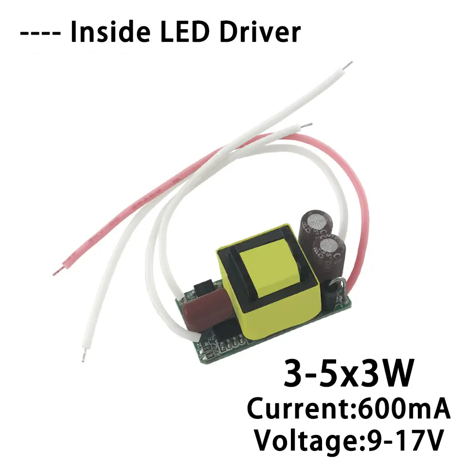 External 3-5x3W LED Driver 9W 12W 15W Output DC9-17V Lighting Transformers Constant Current 600mA Power Supply