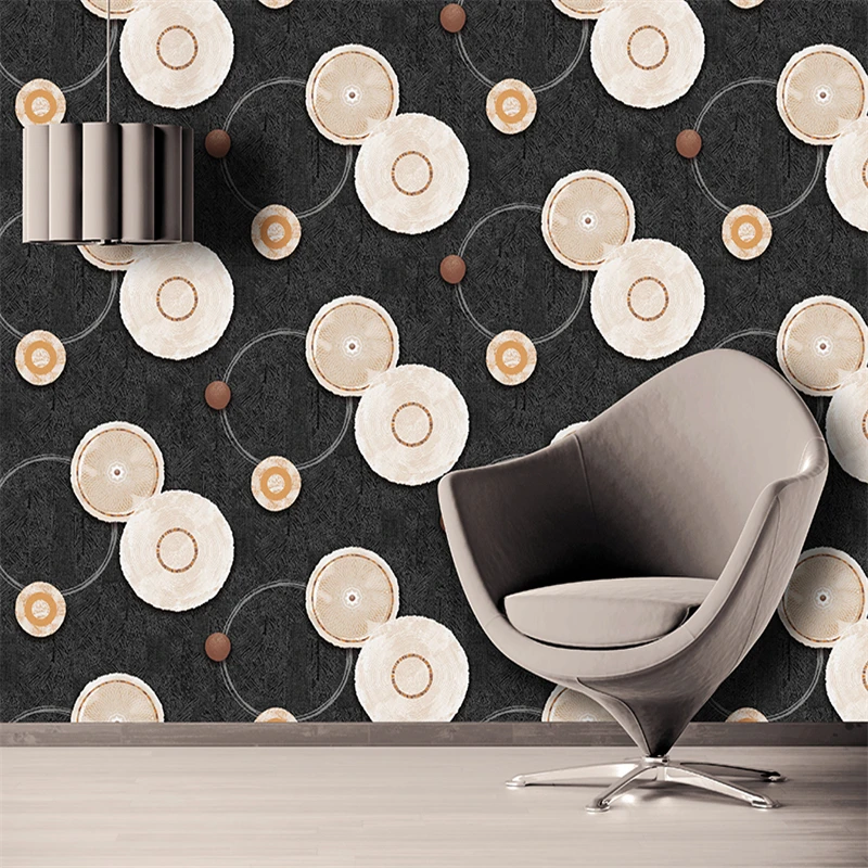 beibehang wallpaper solid solar circle deep embossed modern simple waterproof thick PVC wood colorful wallpaper Papel de parede