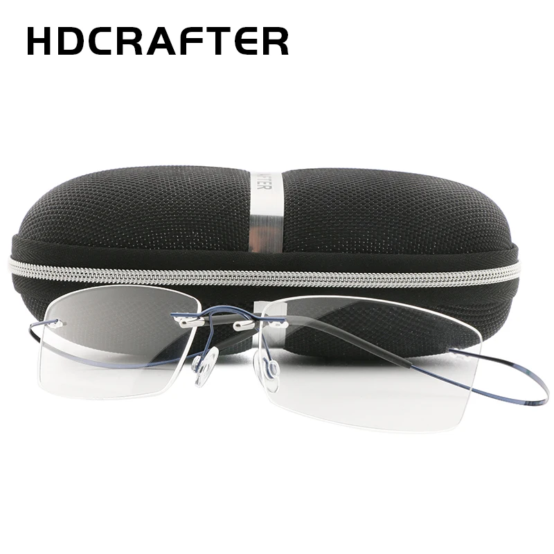 HDCRAFTER-Montura de gafas sin montura de titanio ligero para hombre y mujer, montura de gafas ópticas graduadas, monturas sin marco