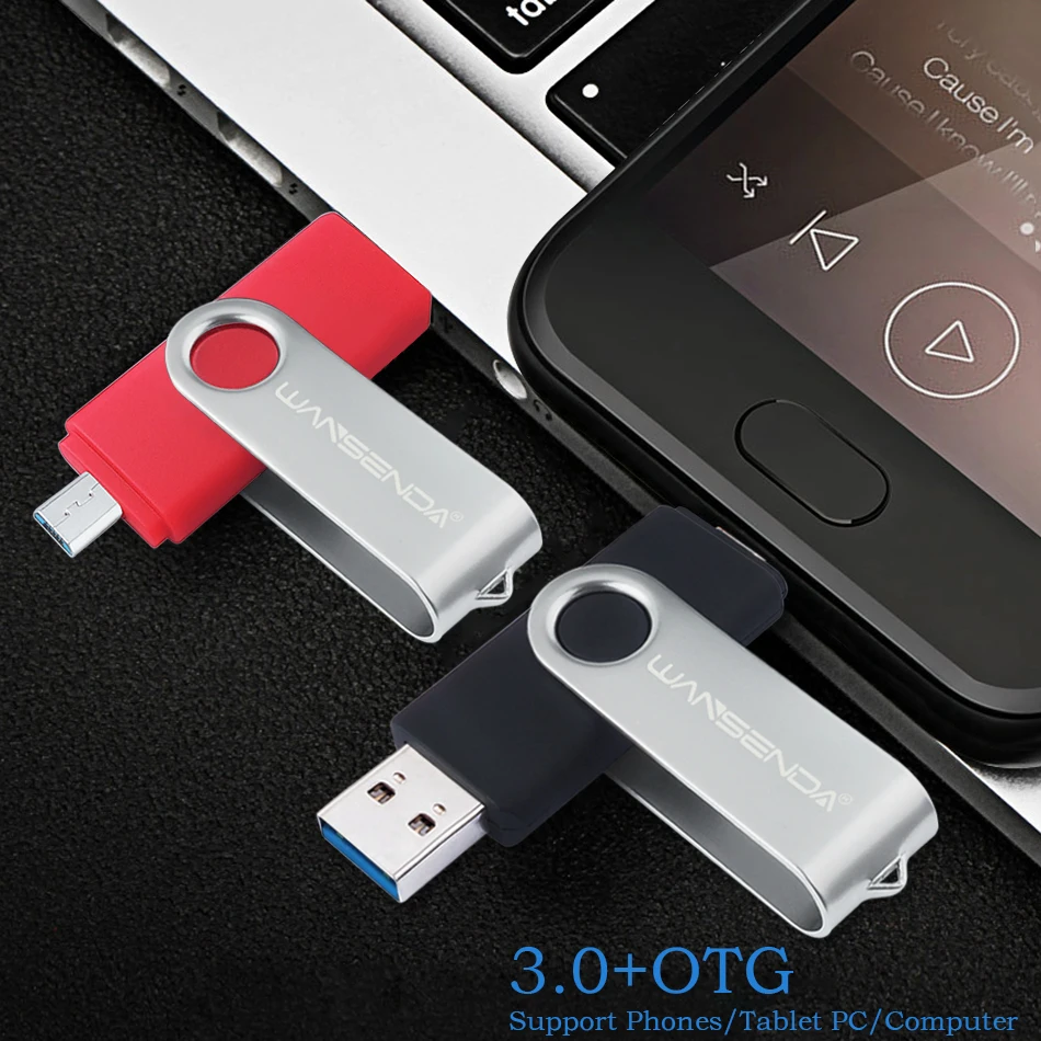 Wansenda ออตแลนโด2 in 1ไมโคร USB 3.0แฟลชไดร์ฟ16GB 64GB 128GB 256G เพนไดรฟ์สำหรับอุปกรณ์แอนดรอยด์/แท็บเล็ต PC