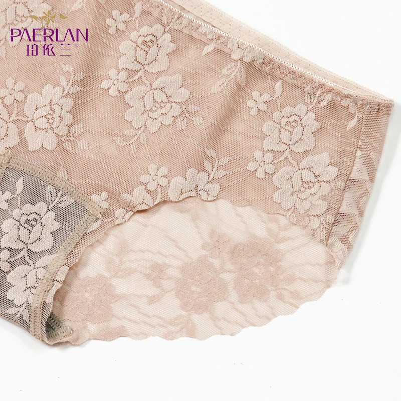 PAERLAN Sexy Lace Pantie One-piece seamless Floral solid briefs low-Rise hips Women underwear