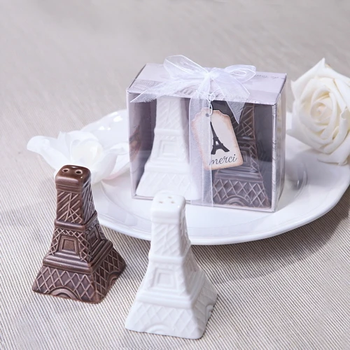 10pcs/set  vintage design Eiffel tower Ceramic Salt & Pepper Shakers wedding favor baby shower favor HJG1029