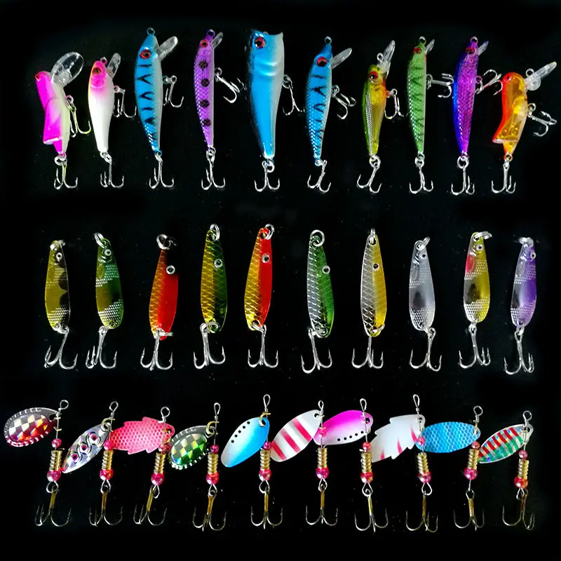 FJORD 30pcs/lot Spinners Fishing Kit Set of Wobblers Metal Spoon Lures Summer Freshwater Saltwater Fishing Tackle Baits