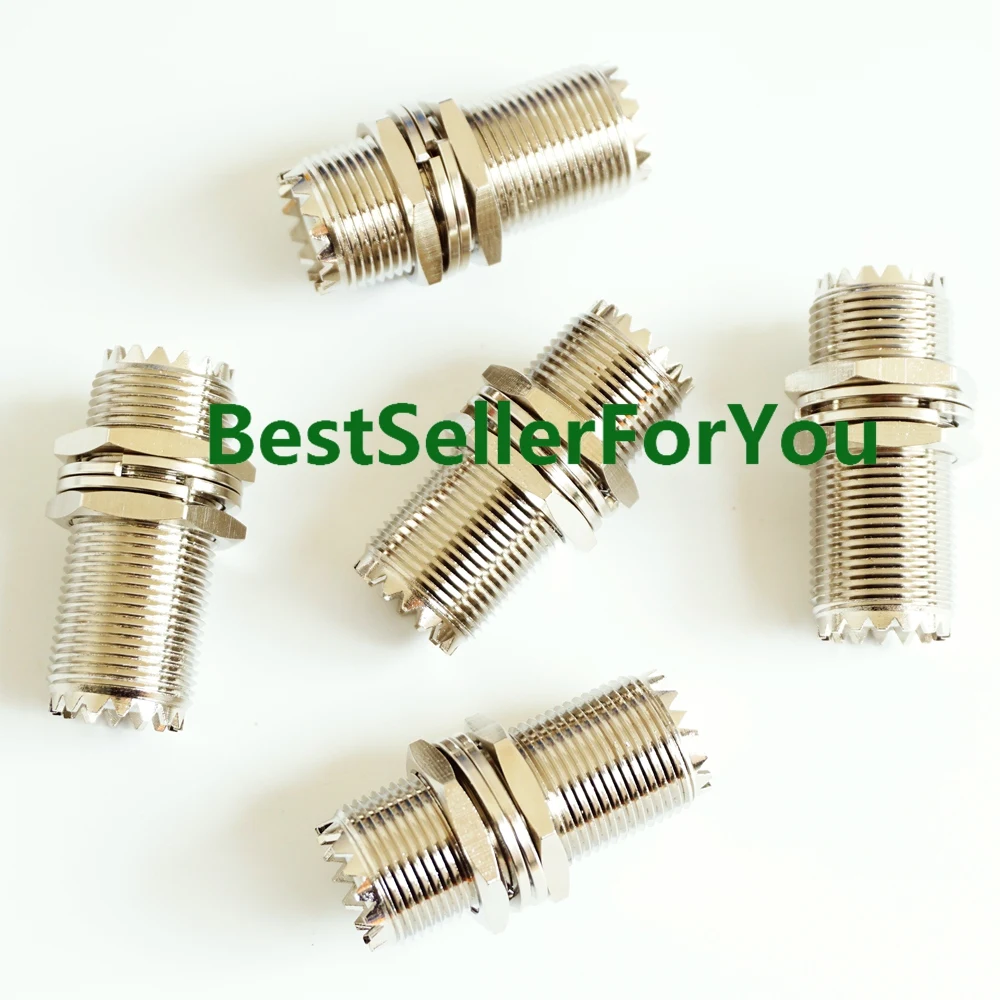 

10Pcs UHF female SO-239 M16 nut bulkhead to SO239 jack panel mount connector RF Adapter