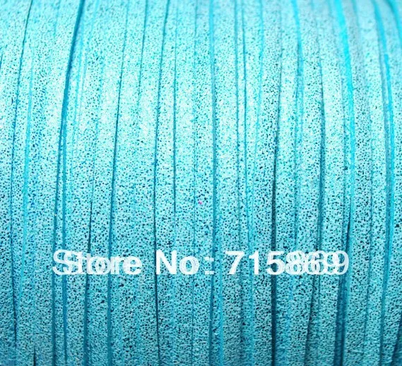 Free Shipping  3mm*1.5mm 100Yards (92 Meters) 3 x 1.5mm Metallic Aquamarine Flat Faux Suede Leather Cord