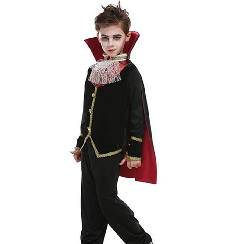 Kids Children Halloween Dracula Costumes Boys Vampire Scary Cosplay Carnival Purim Masked Ball Masquerade Horrible Party Dress