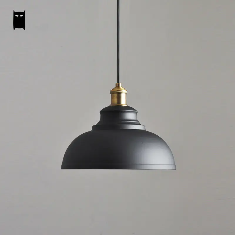 White Black Cover Shade Pendant Light Cord Fixture Loft Vintage Industrial Retro Iron Hanging Lamp Luminaria Bar Cafe Kitchen