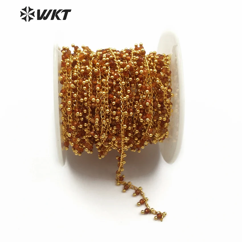 

WT-RBC090 WKT New wholesale 5 meters a batch of high quality brown beads with brass rosary gold chain can DIY jewelry necklace