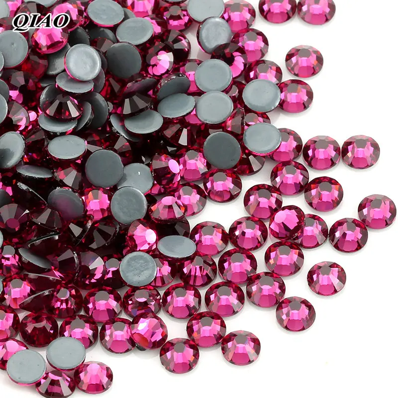 QIAO Fuchsia SS16 SS20 Hot Fix Rhinestone/Iron On Rhinestone for Clothes wedding decoration