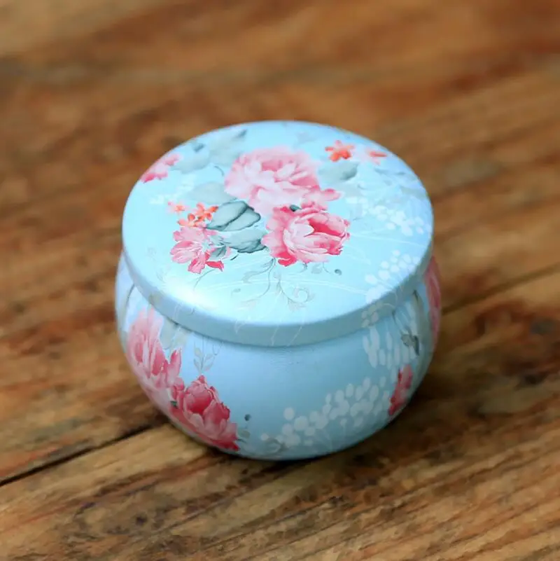 

Portable Flower Tea Tin Boxes Wedding Favor Party Decor Supplies Drum Shaped Tea Cans Gift Package LX7191