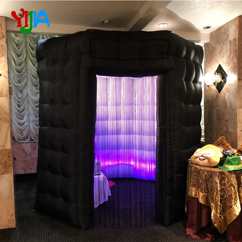 Nice 8ft Octagon photo booth backdrop stand with String Curtain and Inner Air Blower LED Strip bottom Photo both For Party Sale