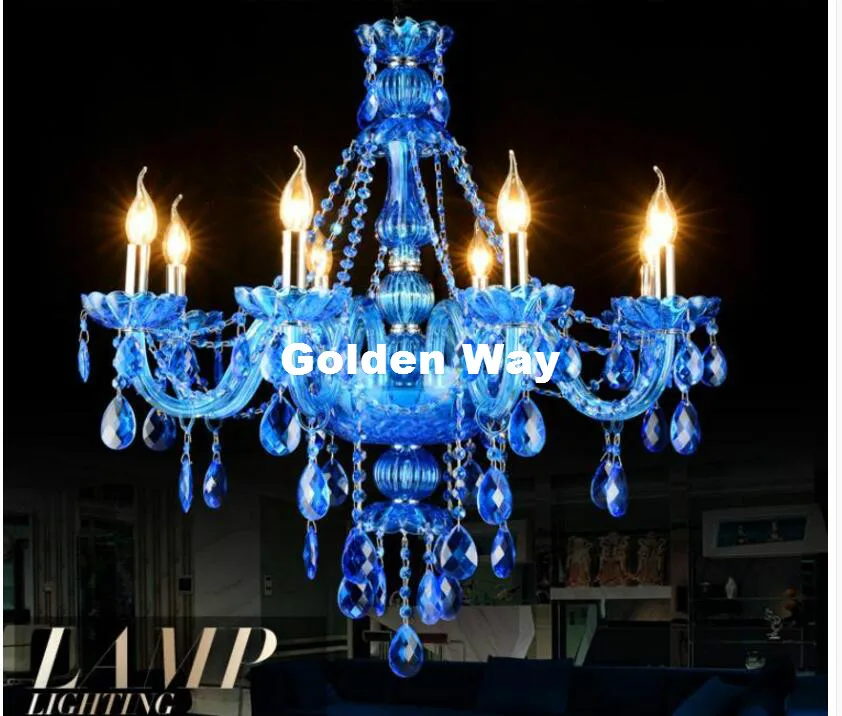 Imagem -03 - Europeu Moderno Lustre Iluminação Lustre Moderno Lustre de Cristal Azul da Cor da Crosta Luz Home Decor Iluminação de Cristal k9