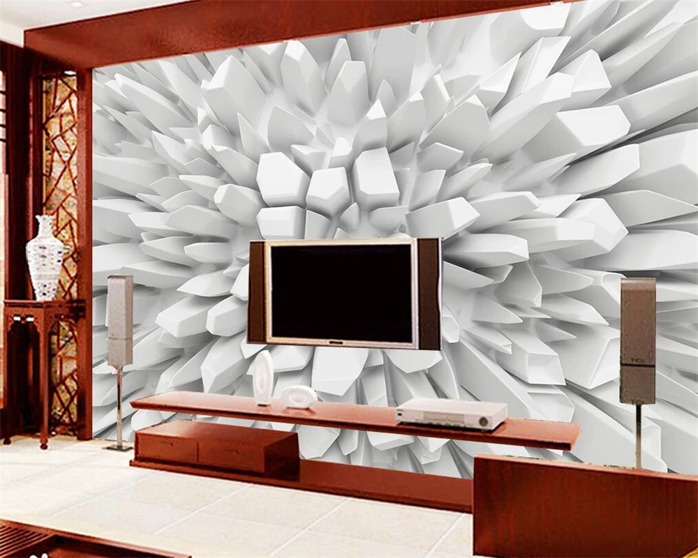 Custom wallpaper white 3d crystal stone spike background walls mural home decoration living room bedroom 3d wallpaper photos