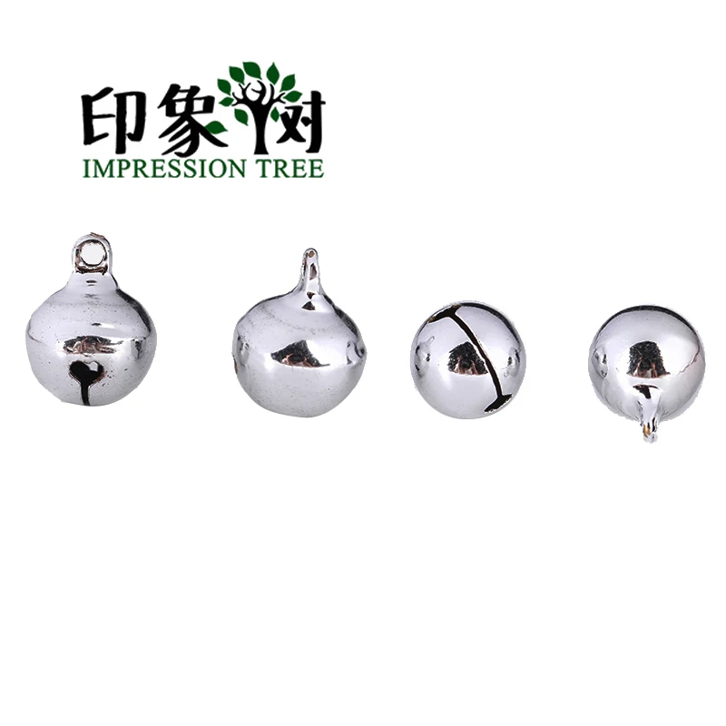 Multi Size Silver Plated Sounding Copper Bronze Bell 6/8/10/12/14/16/18/20mm Beads Impression Tree DIY Jewelry Finding 501