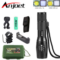 Anjoet A100 Hunting Set Tactical flashlight cree XM-L2 Zoomable torch led Waterproof flash light for 18650 Rechargeable battery